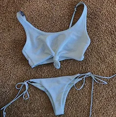 Missord, Летний Пляжный сексуальный Одноцветный комплект из двух предметов, бикини, пляжная одежда, боди FT19303 - Цвет: Небесно-голубой