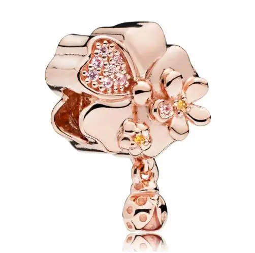 

Original 925 Sterling Silver Charm Rose Wildflower Meadow Wih Mix Crystal Beads Fit Pandora Bracelet & Necklace Diy Jewelry