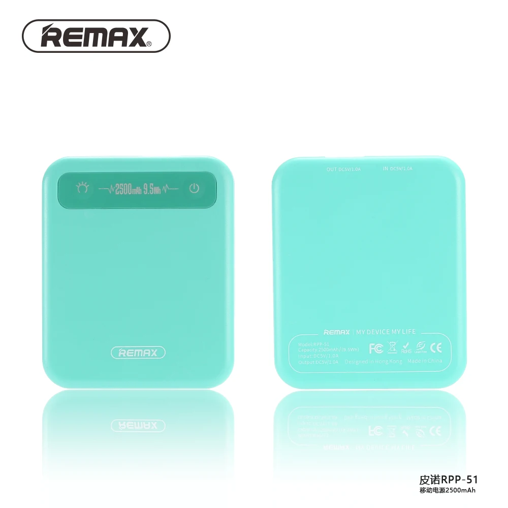 REMAX PINO power Bank 2500 мАч 9.5Wh мини портативное зарядное устройство, полимерный аккумулятор, внешний аккумулятор, power Bank с кабелем micro usb - Цвет: Синий