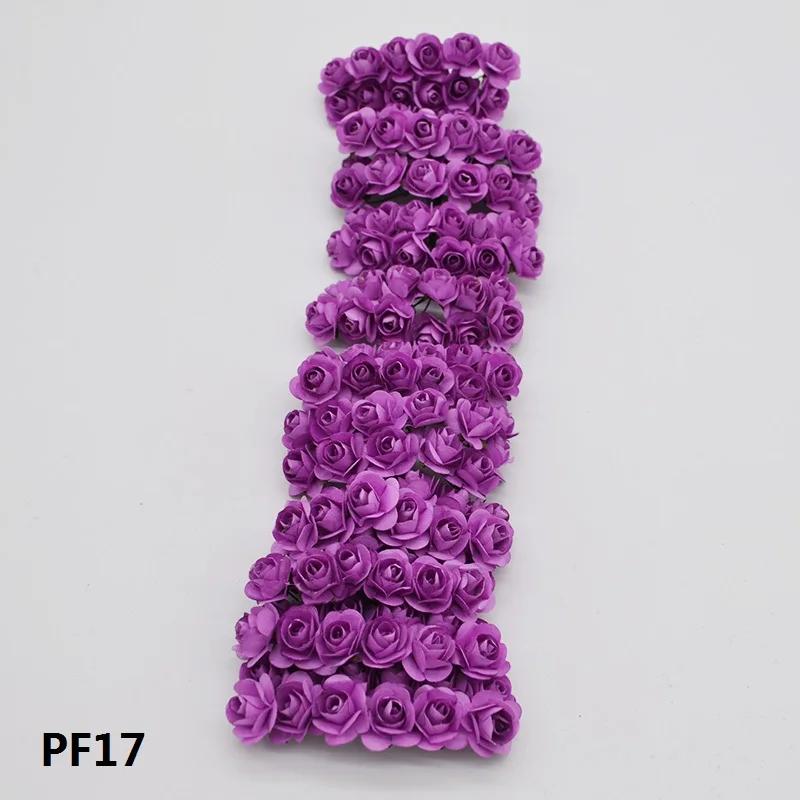 36/144pcs 1cm Cheap Artificial Paper Flowers for Wedding car fake Roses Decoration Candy box DIY Wreath Gift Scrapbooking Craft 