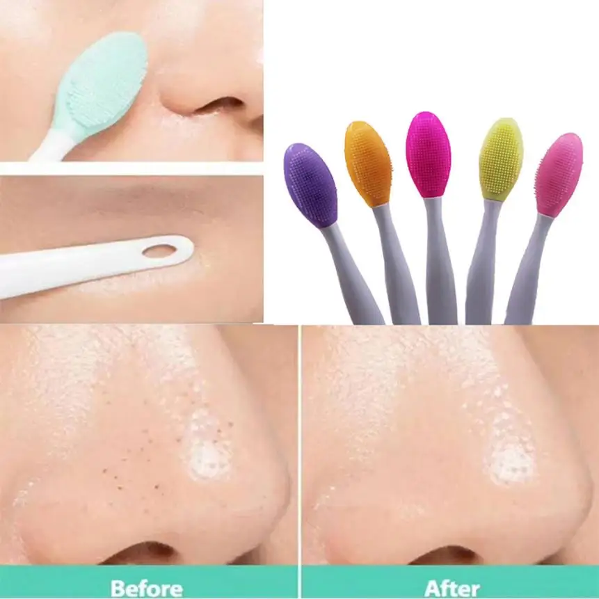 

2pcs Silicone facial brush cleanser Beauty Wash Face Exfoliating Blackhead Remover Facial Cleansing Brush Tool 2U1211