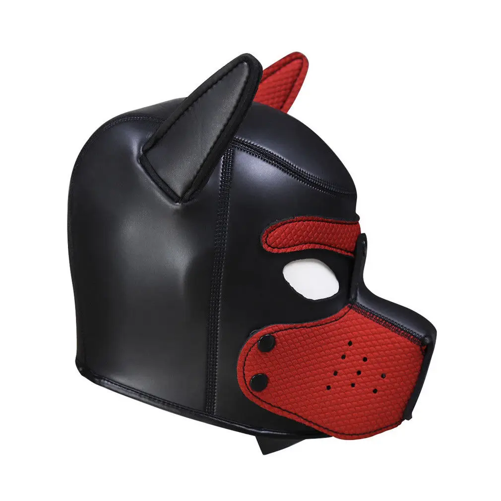 Новинка, мягкая резиновая Неопреновая Маска для щенка, косплей, для ролевых игр, для собаки, на всю голову с ушами - Цвет: Красный