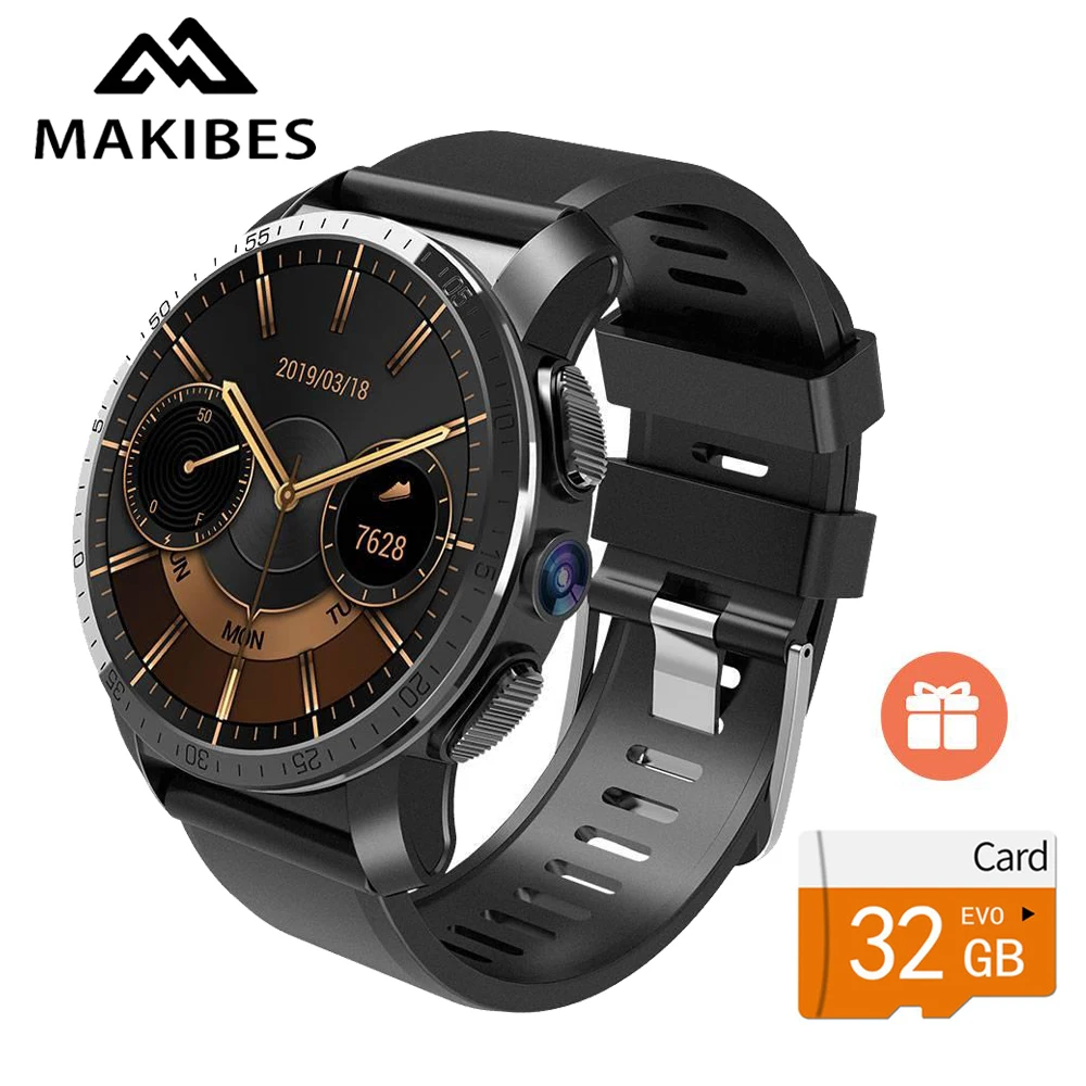 

Makibes M3 4G MT6739+NRF52840 Dual chip Waterproof Smart Watch Phone Android 7.1 8MP Camera GPS 800mAh Answer call SIM TF card