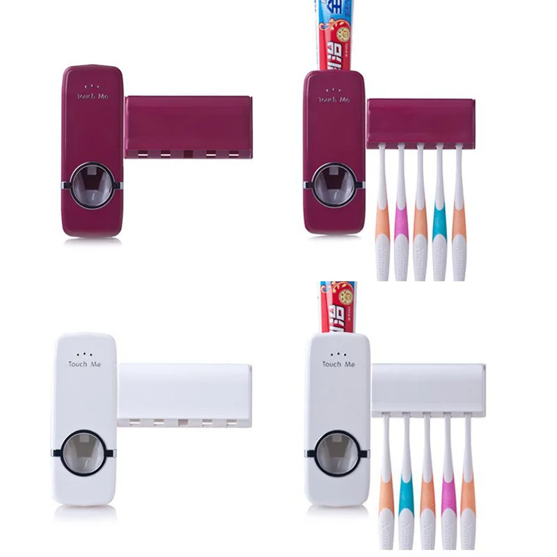 

1 Set Family Toothpaste Dispenser Squeezer Toothbrush Holder Automatic Toothbrush Wall Mount Rack Bathroom Accessories