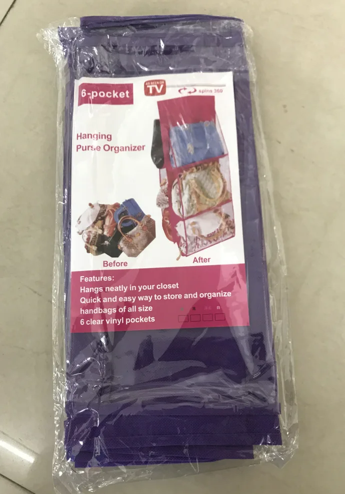 6 карманов, подвесная сумка-Органайзер, пылезащитная сумка, держатель для хранения, органайзер для шкафа, гардероба, дома, сумка для хранения обуви - Цвет: Purple