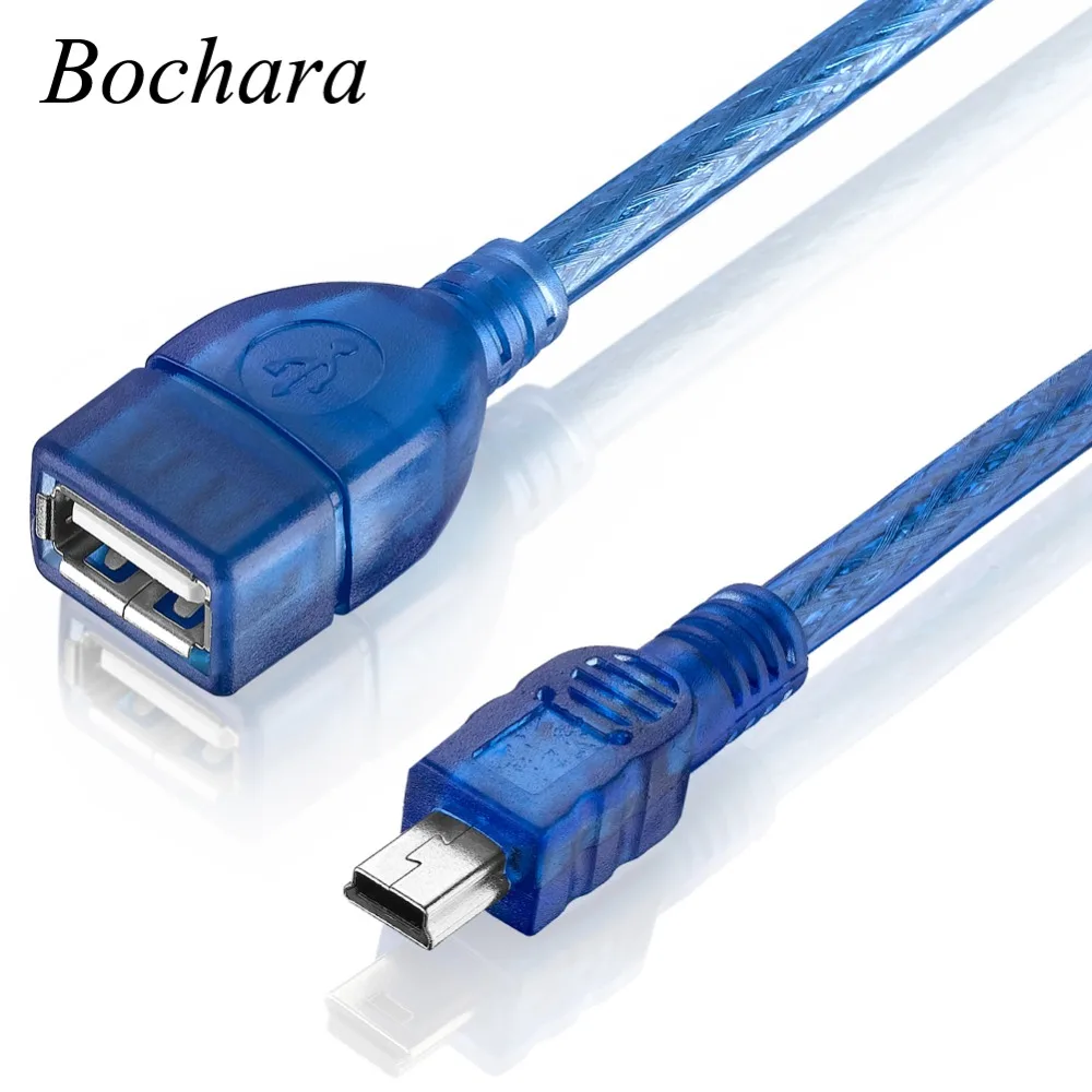 Bochara 30 см 50 см мини 5P OTG мини 5P штекер USB Женский удлинитель M/F двойное экранирование(фольга+ Плетеный) высокая скорость