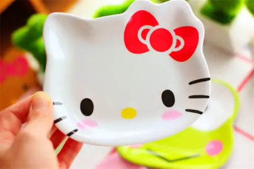 Столовая посуда милый Hello kitty меламиновая тарелка блюдо фрукты закуски лоток посуда CC-77C - Цвет: A