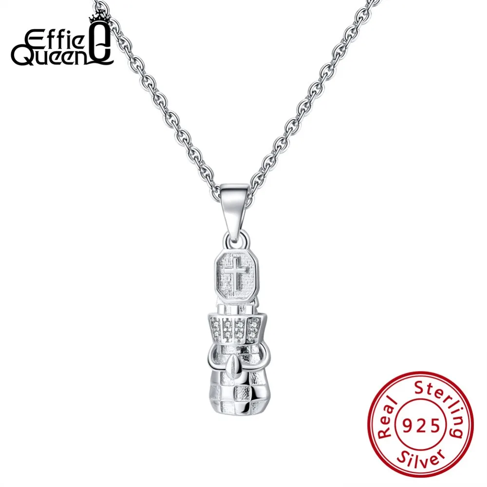

Effie Queen 925 Sterling Silver Women Pendant Necklace With AAA Zircon Cute Chess Little Man Pendants Jewelry Kolye 2019 BN128