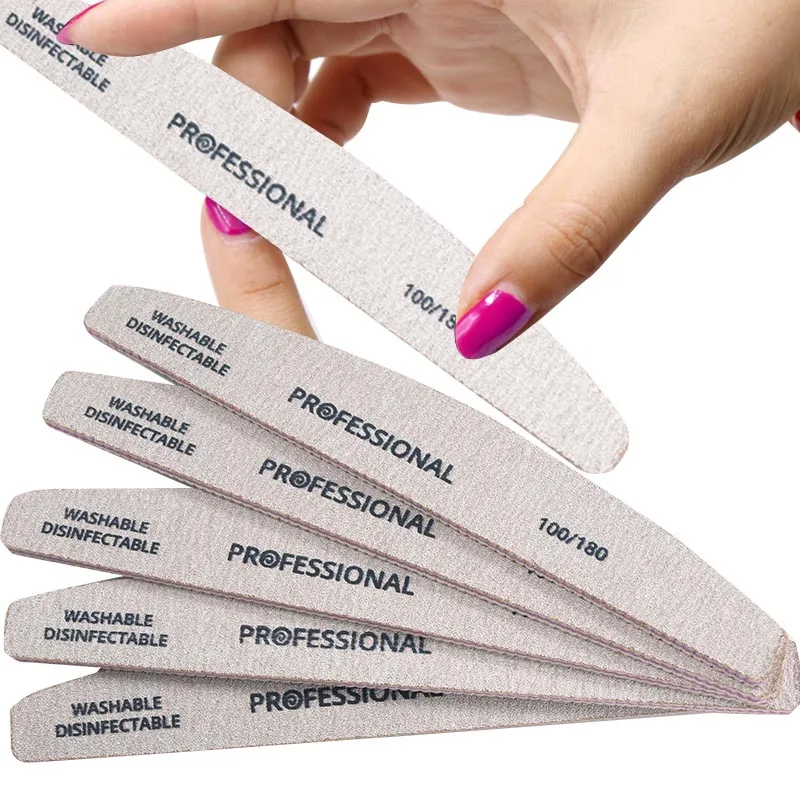 

KIMAXCOLA 5 Pcs Professionel Nail File 100/180 Grit Kit Unhas De Gel Nail Files Set Grey Moon Style Acrylic Nail File Block