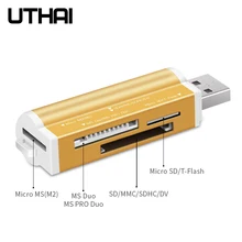 UTHAI C02 Multi em 1 Leitor de Cartão SD para Memory Stick Pro Duo de Memória Micro SD, cartão do TF, m2, MMC, SDHC MS Leitor de Cartão Inteligente