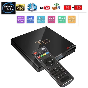 

T10 Android 9.0 Smart TV Box Amlogic S905W Quad Core 2GB RAM 16GB ROM Android9.0 Mini PC 4K Streaming Media Player TV Boxes
