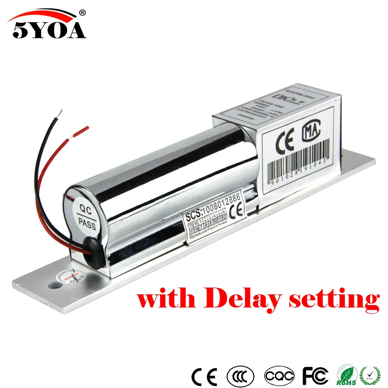 

Electric Bolt Lock Low Temperature Delay Setting DC 12V Stainless Steel Heavy-duty Fail-Safe Drop Door Access Control Security