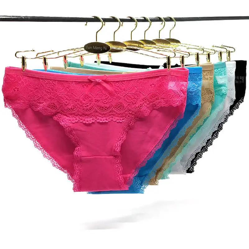Pack of 84 Laced Cotton Lady Panties Lace Trim Women Short Brief Women