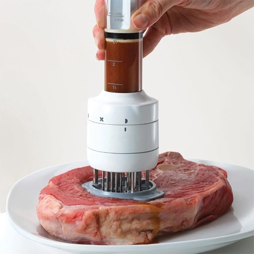 1Pc NEW Stainless Steel Needles BBQ Meat Tenderizer Marinade Injector Flavor Syringe