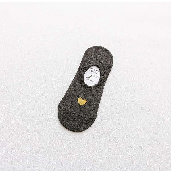 Dark gray Socks 5 пар/партия, женские носки, летние новые милые невидимые носки, тапочки, носки без шоу, милые короткие носки с принтом «любовь», женские короткие носки - Цвет: Dark gray Socks