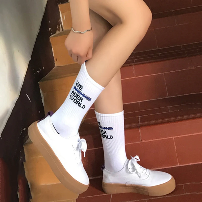 Harajuku/крутые носки для Скейтборда для женщин и мужчин; повседневные забавные принты с надписями; носки унисекс в стиле хип-хоп; длинные хлопковые носки