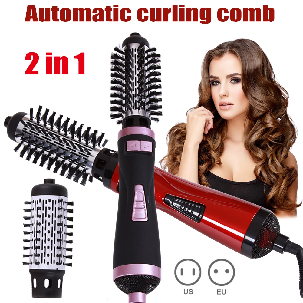 

High Quality 2 in 1 Hot Air Brush Dryer Curling Rod Hair Styling Tools Automatic Rotating For Styling
