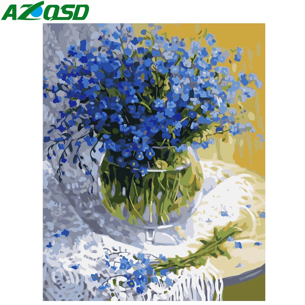 AZQSD цветок DIY Краски ing по номерам акриловые ручная ed Гипсофила масло на холсте для