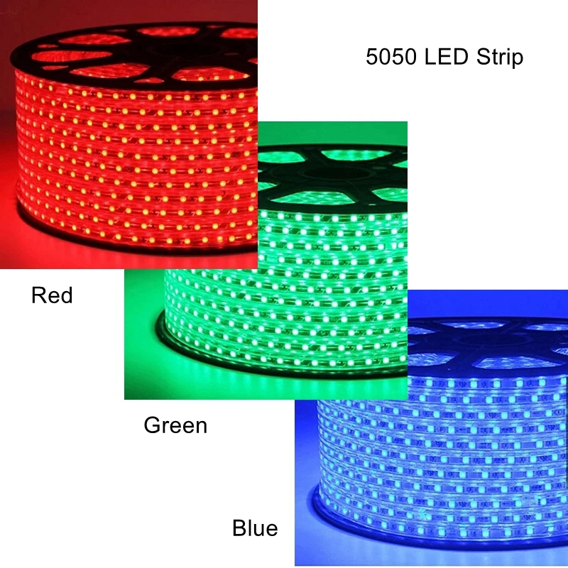 5050 Flexible LED Strip light AC220V 60leds/m Waterproof IP67 Led Tape LED Light With EU Power Plug 1to25m 5050 Flexible LED Strip light AC220V 60leds/m Waterproof IP67 Led Tape LED Light With EU Power Plug 1to25m