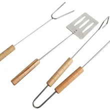 3 шт./партия, новые Щипцы для барбекю из нержавеющей стали, вилка, лопата, Кухонный Термометр, ручка, посуда, мясо, еда, зажим, инструмент для барбекю OK 0391