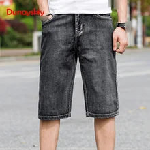 Мужские джинсовые шорты, большие размеры, большие размеры, 38, 40, 42, 44, летние, популярные, джинсовые, серые Бриджи длиной до колена,, серые, короткие мужские