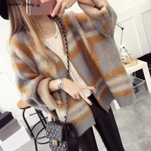 2016 new hot sale women’s autumn winter College Wind knit sweaters woman student loose striped knit cardigans coats 3 colors