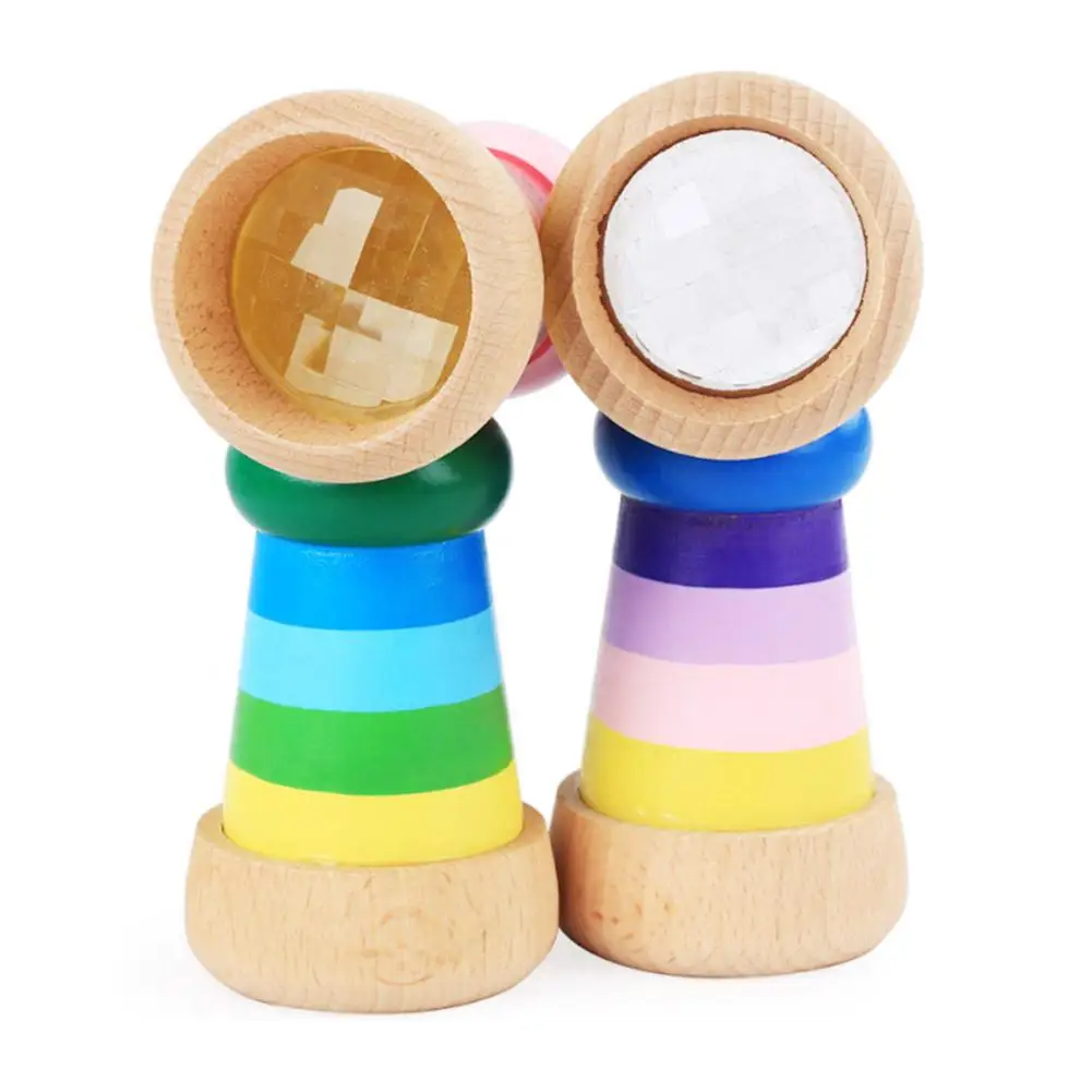Деревянный калейдоскоп детская многоугольная игрушка-Призма пазл ранний образование Младенцы захватывающие игрушки для детей творческие игрушки с радужной расцветкой