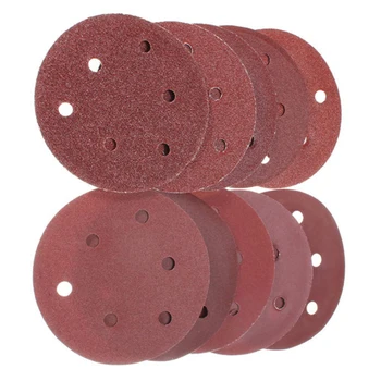 

50pcs 125mm 6" Aluminum Oxide Sander Disc Abrasives for Polish Machine Hook Loop Sanding Paper with 8 Hole Sand Pads Sets New