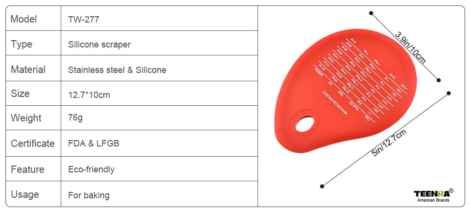 TEENRA силиконовая Чистящая чаша скребок с измерением кастрюли силиконовая лопатка для торта Скребок конверсионный шпатель инструменты для выпечки