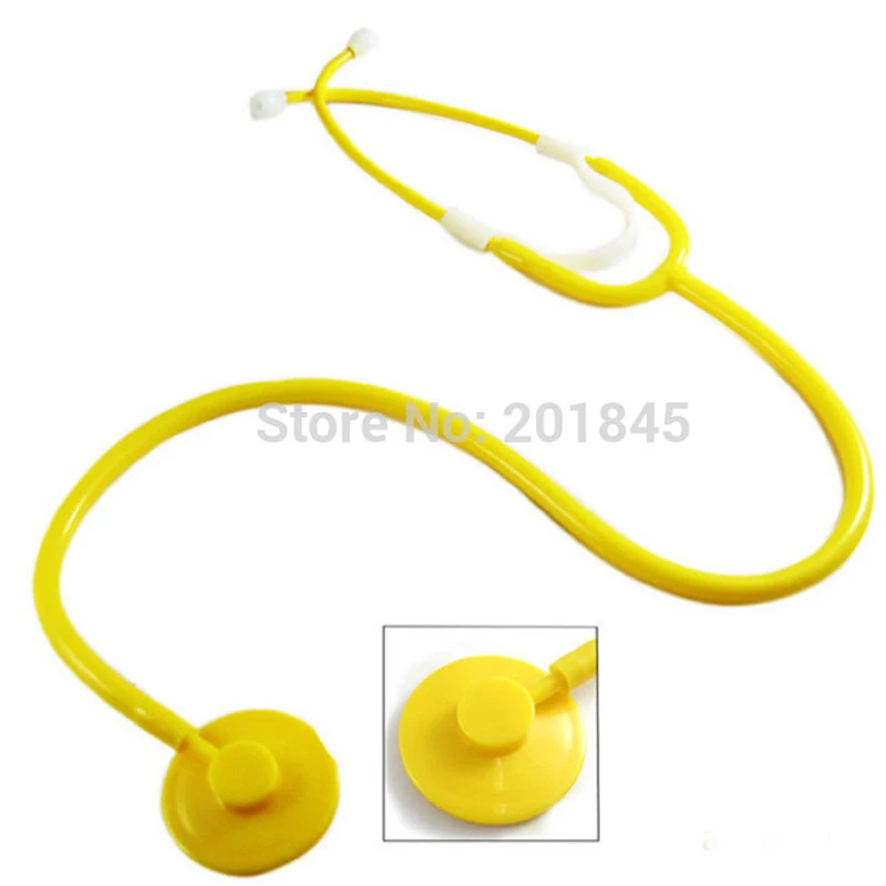 

2Pcs/Pack Disposable child Aluminum Single Head Stethoscope Plastic Toy Stethoscope Children's Boys Toys Yellow Color