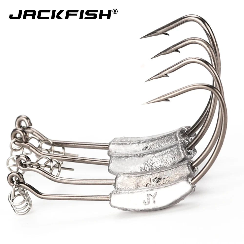 JACKFISH рыболовный крючок 5 размеров/партия 2 г/2,5 г/3г/5,25 г/G7G с свинцовым заостренный Кривошип крючок крючки для ловли карпа крючки для Червяков