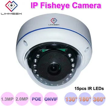 

Lihmsek 15pcs IR LEDs Infrared Night Vision CCTV Camera Fisheye Vandalproof Dome Housing 130 degree wide angle lens Security IPC