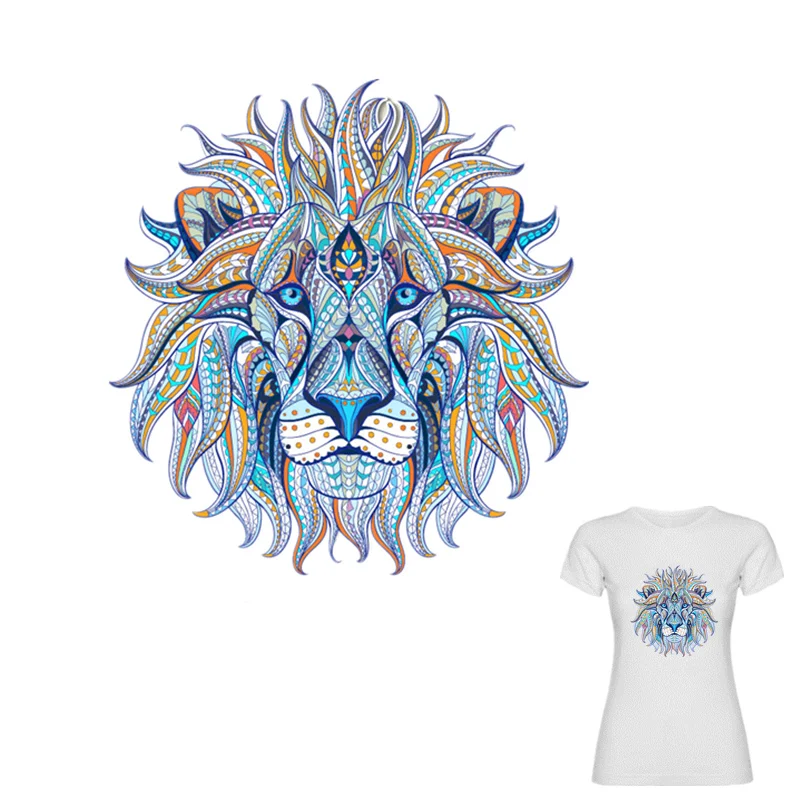 

23.5*24cm Lion Patches Iron On Transfer Patches For Clothes Washable DIY Decoration T-shirt Dresses Appliques