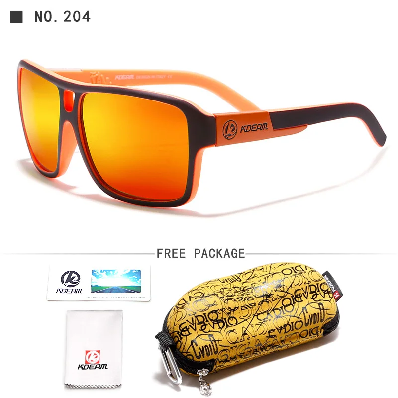 Мужские разноцветные солнцезащитные очки KDEAM, поляризационные солнцезащитные уличные очки для всех типов лица с чехлом на застежке в форме черепа, KD520 - Цвет линз: C204