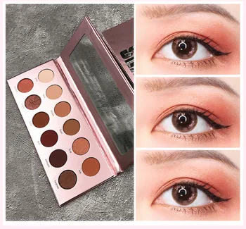 

New 12 Colors Molten Rock Heat Eye Shadow Makeup Palette Shimmer Matte Nude Brown Red Warm Orange Eyeshadow Kits