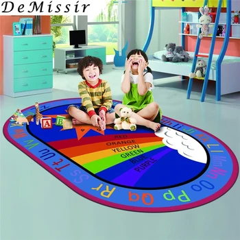 

DeMissir Oval Rainbow Print Large Carpet For Living Room Kids Crawl Pad