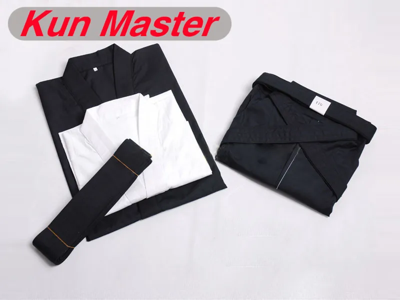 Preise Hakama Kampfkunst Apanese Kendo Laido Aikido Hapkido Hakama Martial Arts Uniform Kendogi + Hakama + unterwäsche + gürtel) schwarz Und Blau
