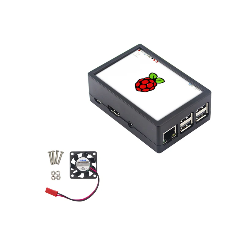 

New Raspberry Pi 3 Model B+ 3.5inch LCD ABS Case with Cooling Fan Black Gray Plastic Box Cover Shell for Raspberry Pi 3B+