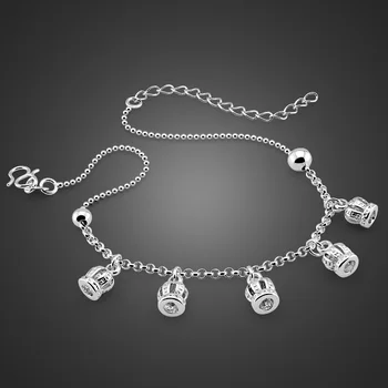 

925 sterling silver chains for women,Crown pendant design silver anklets,Summer girls fashion silver foot jewelry,birthday gifts
