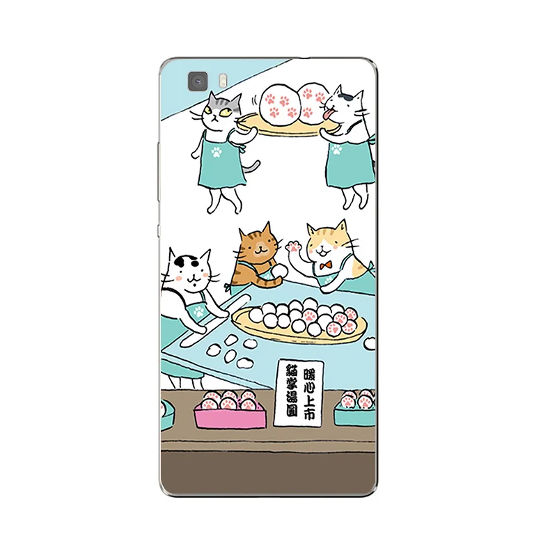 Untuk Huawei P8/P8 P9 Lite Plus G9 Shell Kehormatan 5C 7 7I Kembali Cover Mate 7 8 Ponsel Kucing Lucu Minum Desain