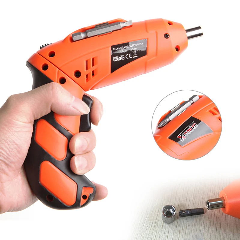 

46Pcs 4.8V Cordless Reversible Electric Screwdriver Drills Kit Rechargeable EU Nice Gifts