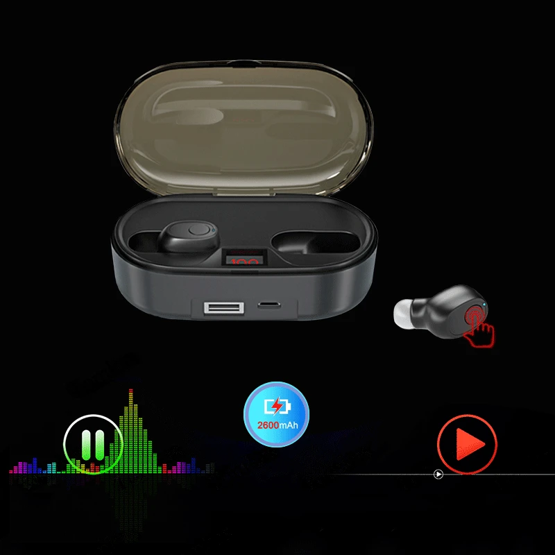 8D Stereo TWS 5.0 Bluetooth Earphone Wireless Earbuds IPX6 Waterproof Headset 2600mAh LED Smart Power Bank auriculares elari Ap2