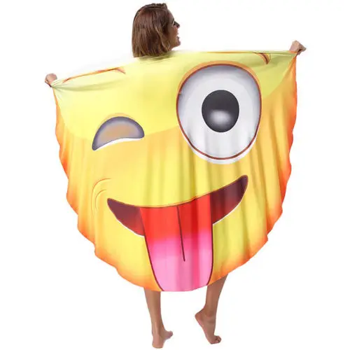 Emoji Blanket BBQ Picnic Outdoor Fruit Mat Women Summer Sunscreen Shawl