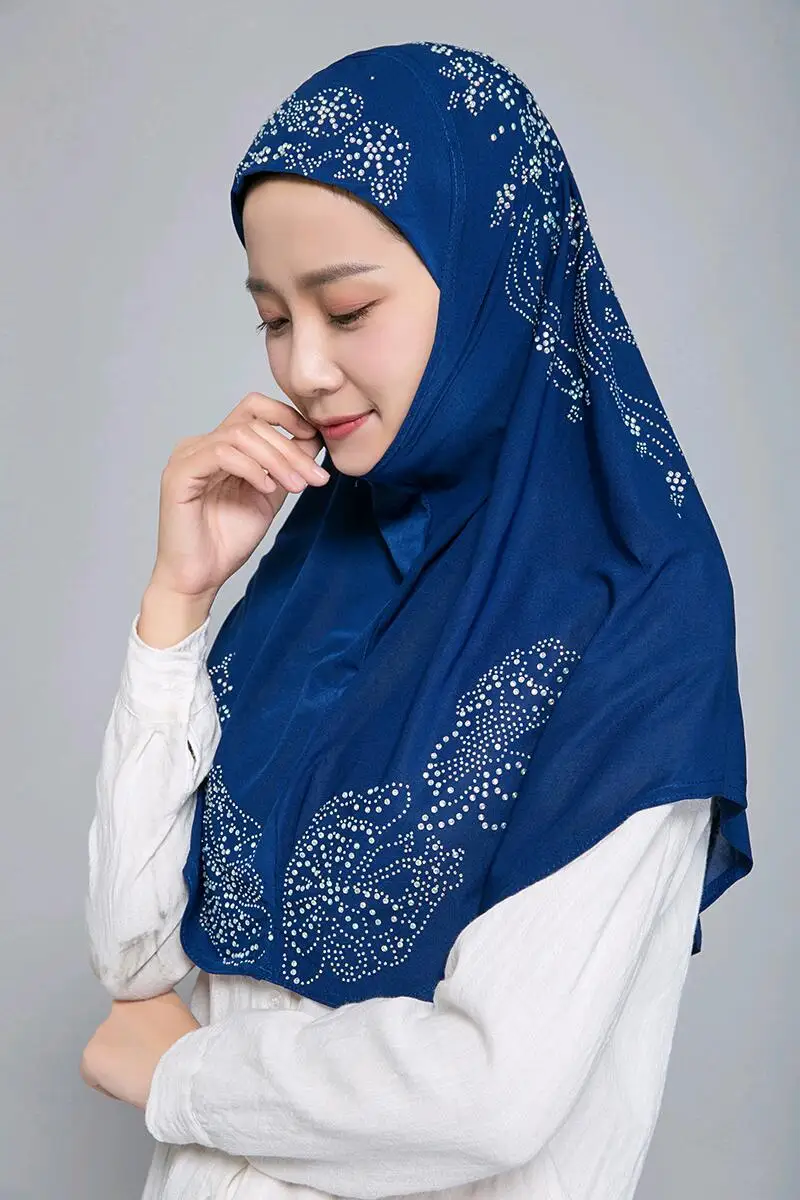 H1102 Terbaru Pray Muslim Hijab Scarf Dengan Rhinestones Wanita