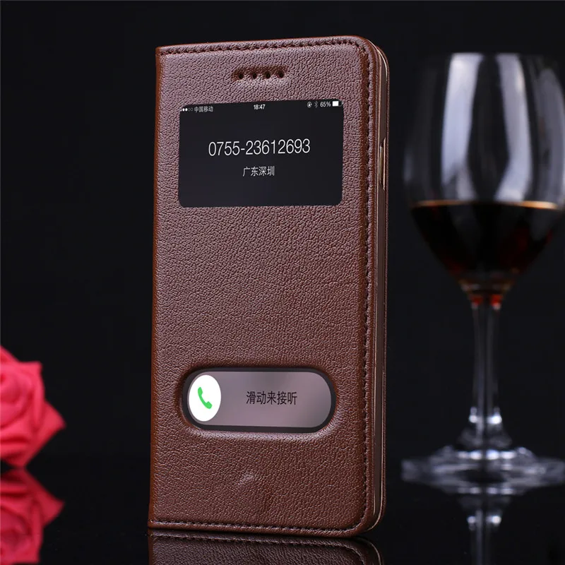 

CYBORIS for iphone 6 6s Case Genuine Real Cow Leather Case for iphone 6 6s plus Tree Texture Pattern Window Stand Flip Cover