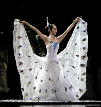 

New children's Dai dance clothing adult white peacock dance costume Yang Liping with paragraph peacock dress