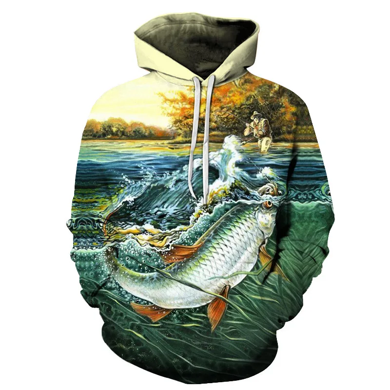 

Fish 3 d Hoodie Modal Fun Fish Print Digital Men's and Women's Pullover Hoodie Harajuku Funny Fishing Sweatshirt