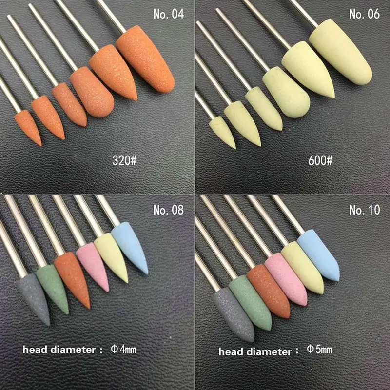 

6pcs/set Rubber Silicon Nail Drill Milling Cutter for Manicure Bit Flexible Polisher Machine Electric Nail File Art Tools