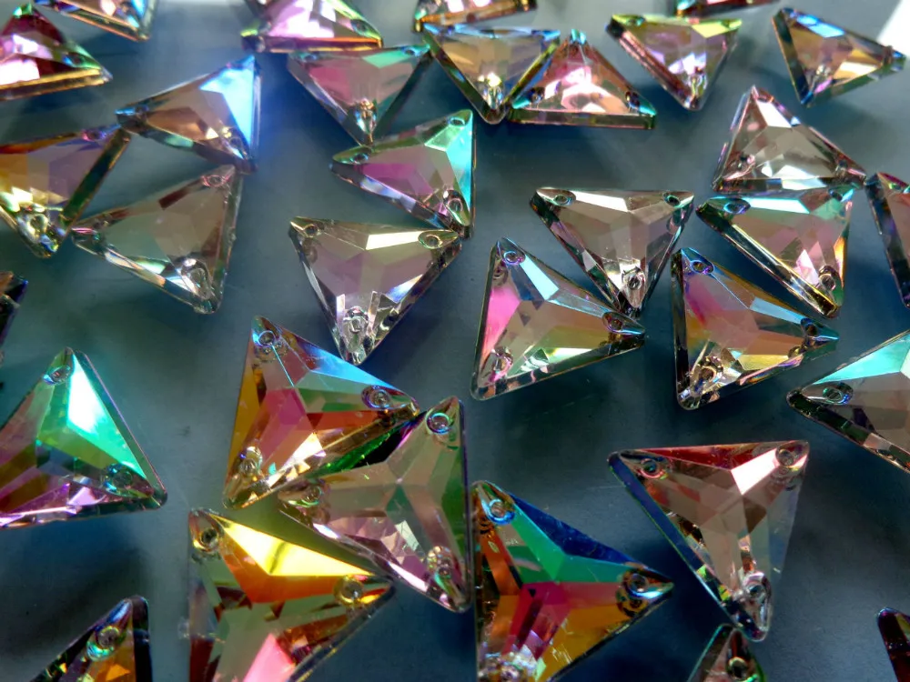 Loose beads triangle 16mm AB colour Acryl crystal flatback sew on gemstones Rhinestone hand sewing strass diamond 100pcs/bag | Дом и сад