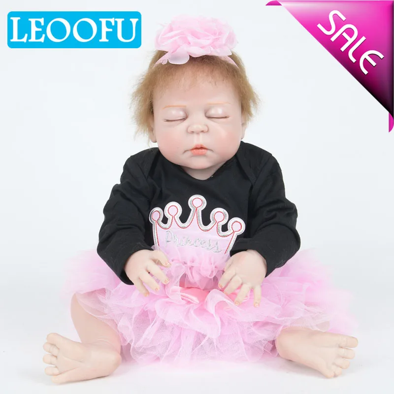 

LEOOFU 55cm 22inch princess girl baby silicone dolls reborn fashion baby dolls for princess children play house toys baby gift